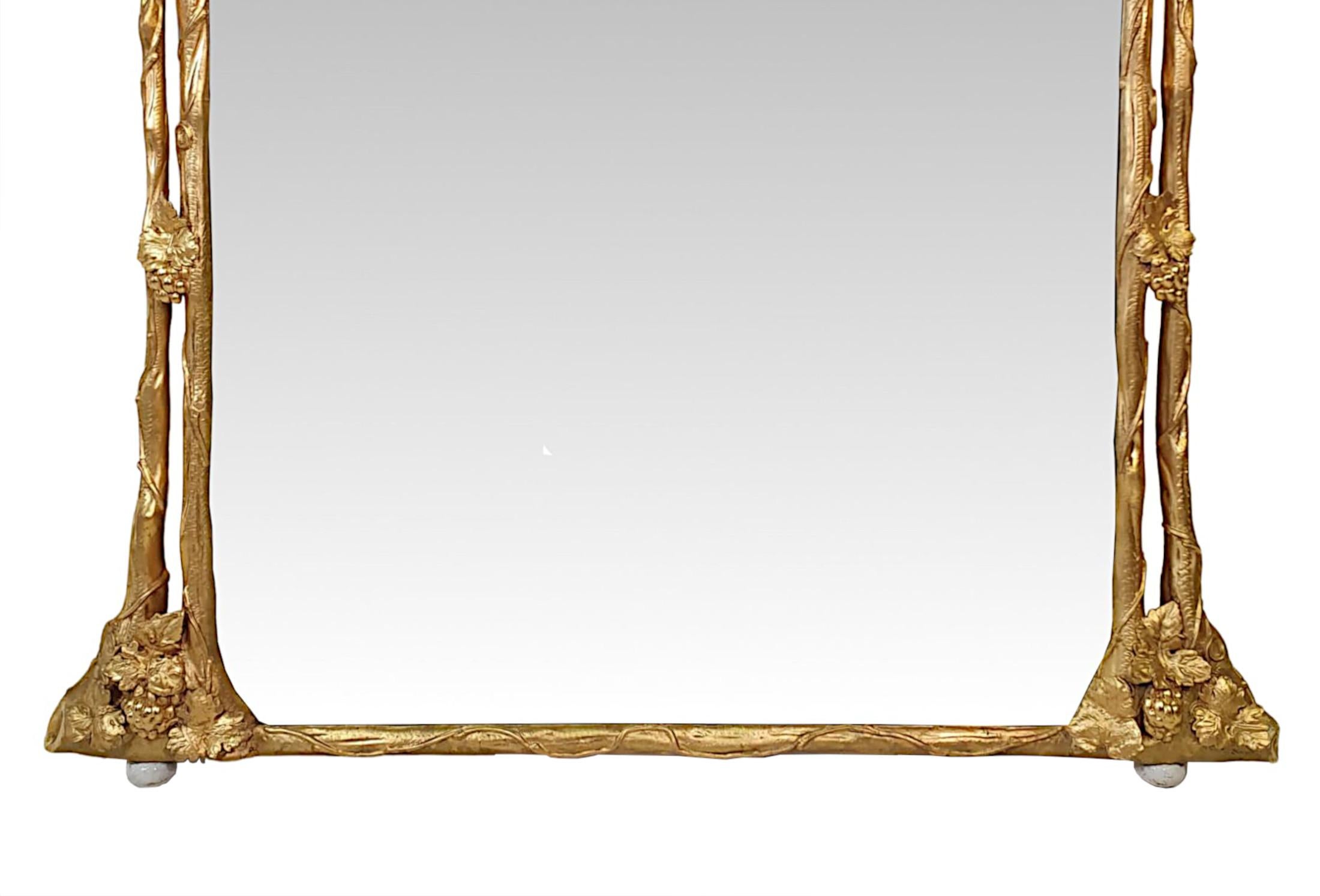 Rare and Unusual 19th Century Giltwood Overmantle Mirror In Good Condition For Sale In Dublin, IE