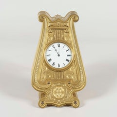 Rare and Unusual Bronze Lyre-Shaped Strut Clock Designed by Thomas Cole