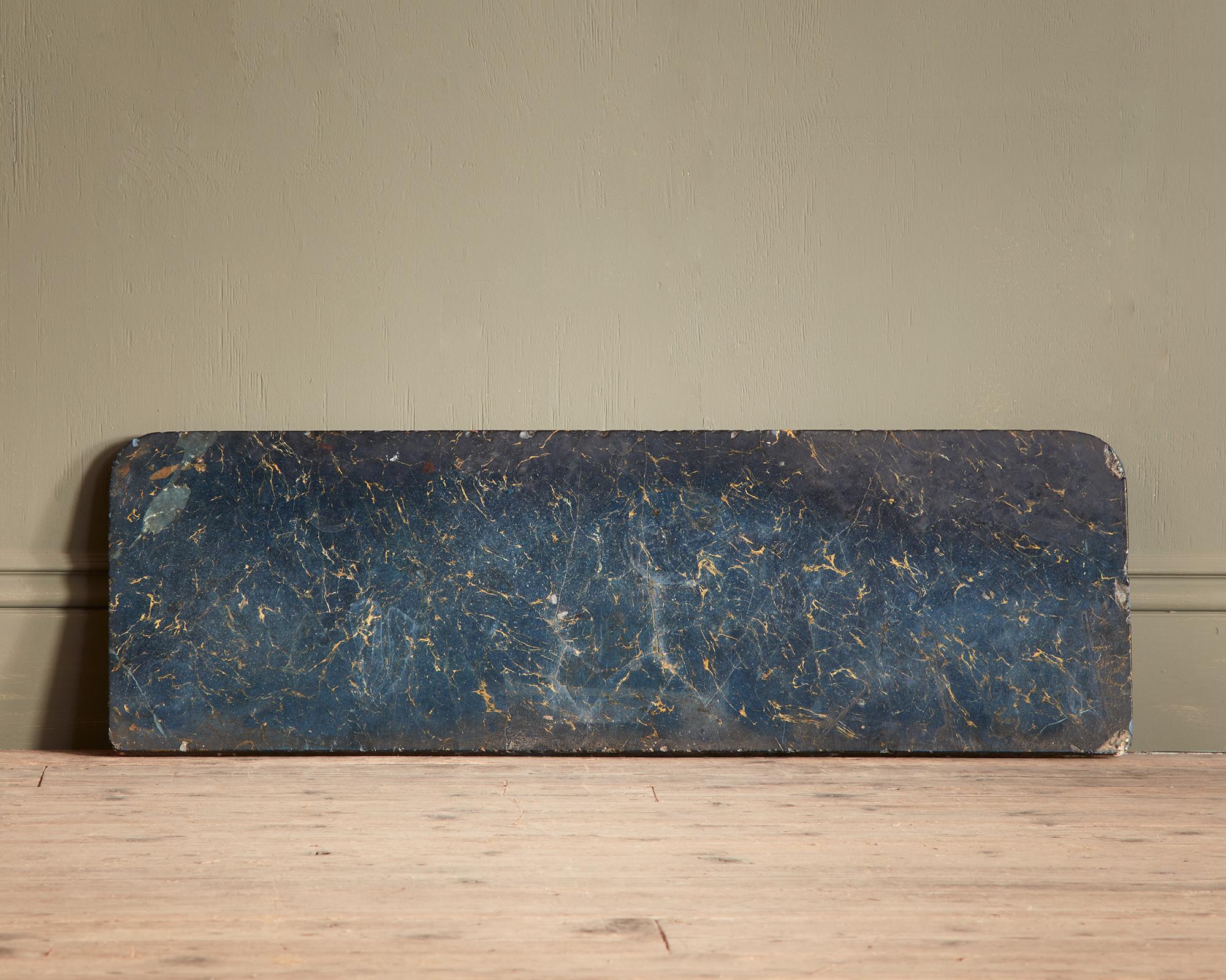 Hand-Carved A Rare and Unusual Early 19th Mahogany and Scagliola Top Narrow Console Table For Sale