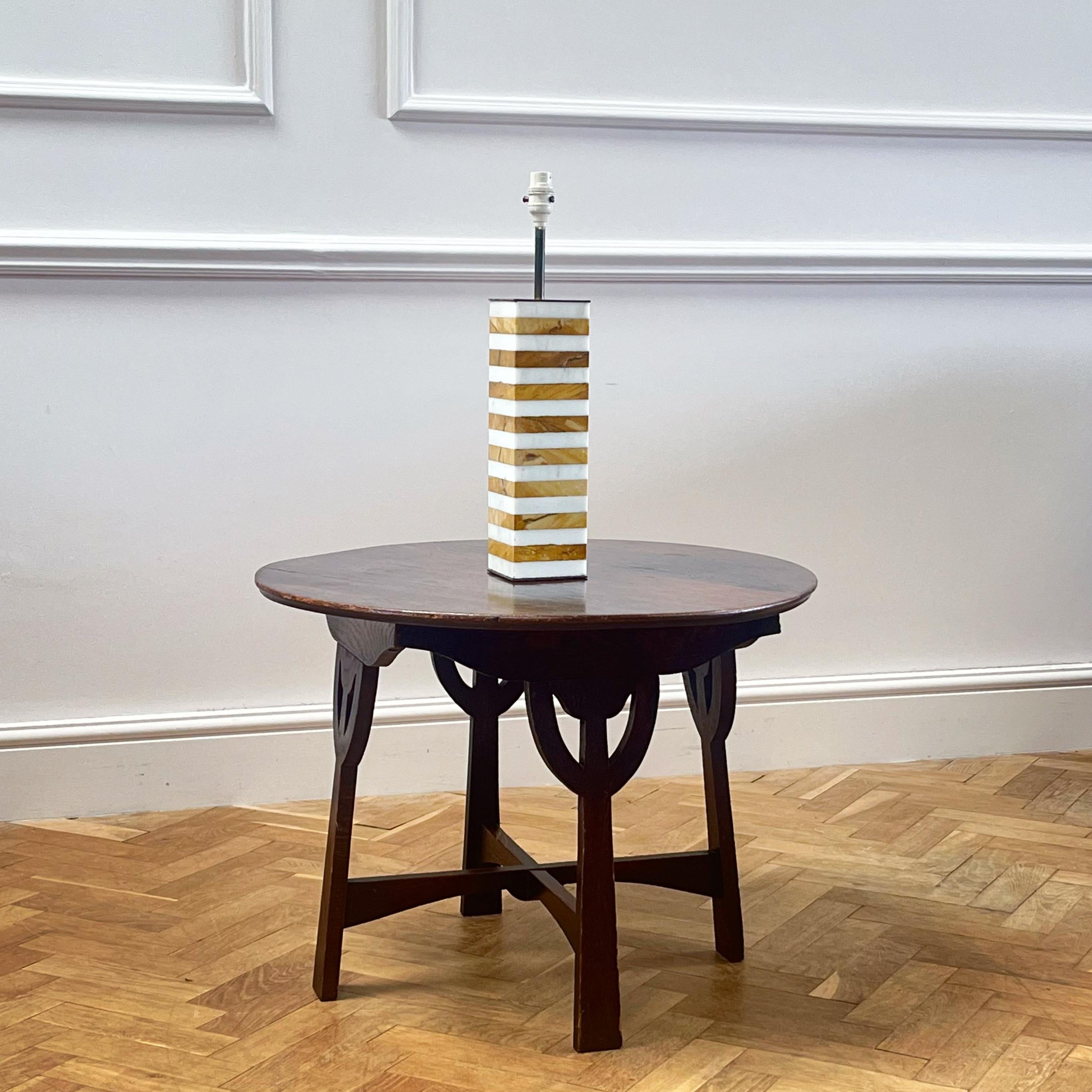 A stained oak occasional table imbued with the spirit of the Glasgow boys movement.

Stamps to underneath.

Scottish, Late Nineteenth Century

Height 21 x Width 28 1/2 inches

Inquire about this piece
