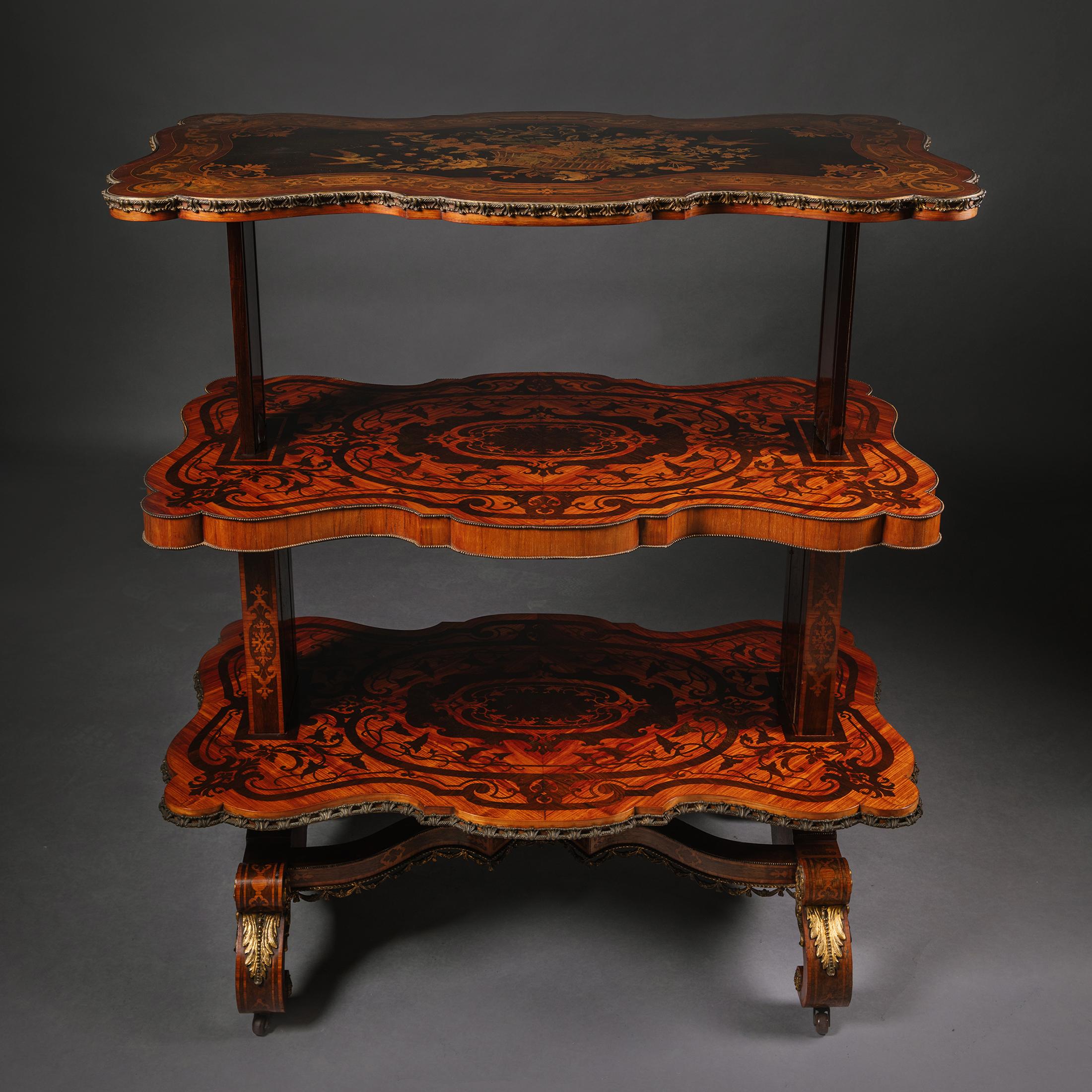Rare and Unusual Victorian Gilt-Bronze and Marquetry Metamorphic Table For Sale 1