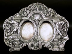 Raro marco de retrato en miniatura doble angloindio, circa 1890