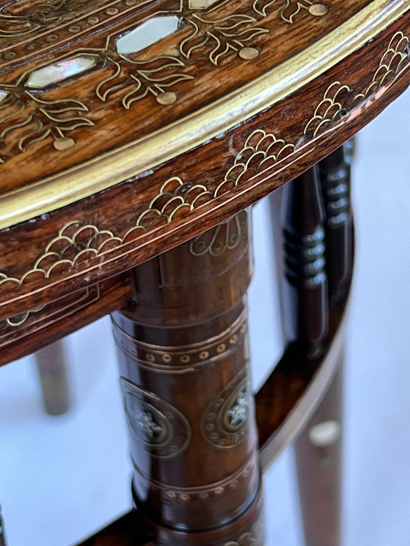 Inlay A Rare Anglo-Persian Inlaid Circular Occasional/Drinks Table  For Sale