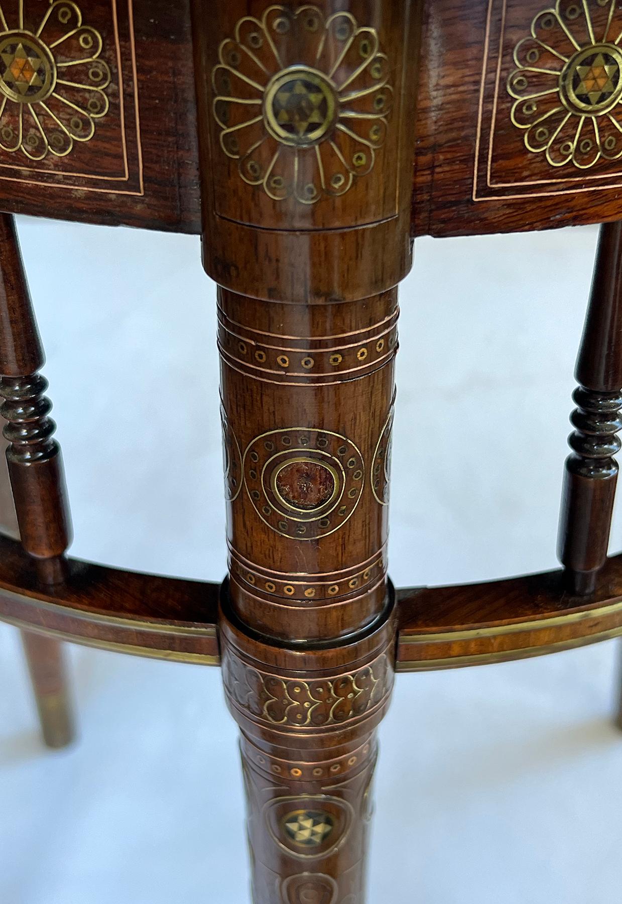 A Rare Anglo-Persian Inlaid Circular Occasional/Drinks Table  In Good Condition For Sale In San Francisco, CA