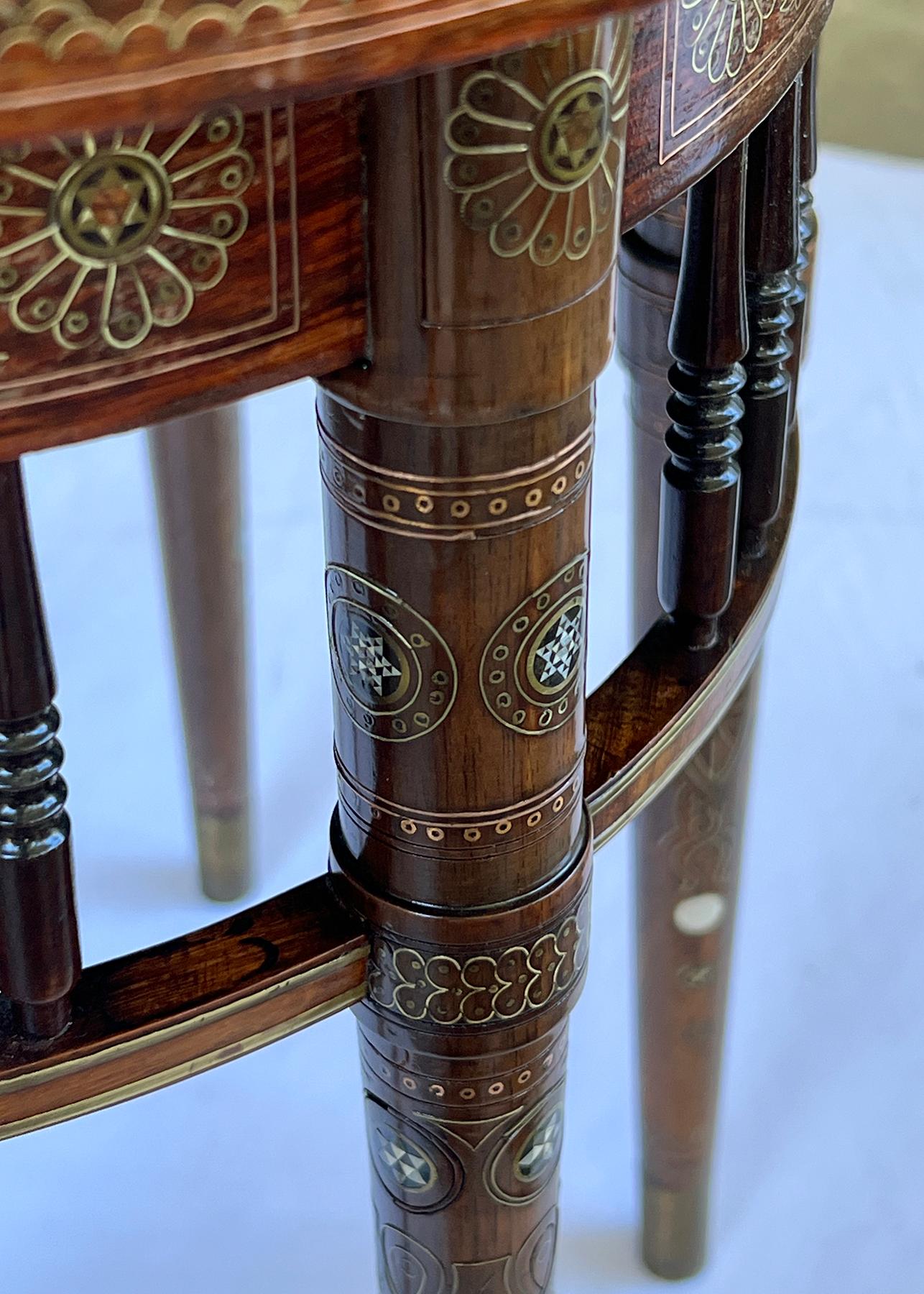 Early 20th Century A Rare Anglo-Persian Inlaid Circular Occasional/Drinks Table  For Sale