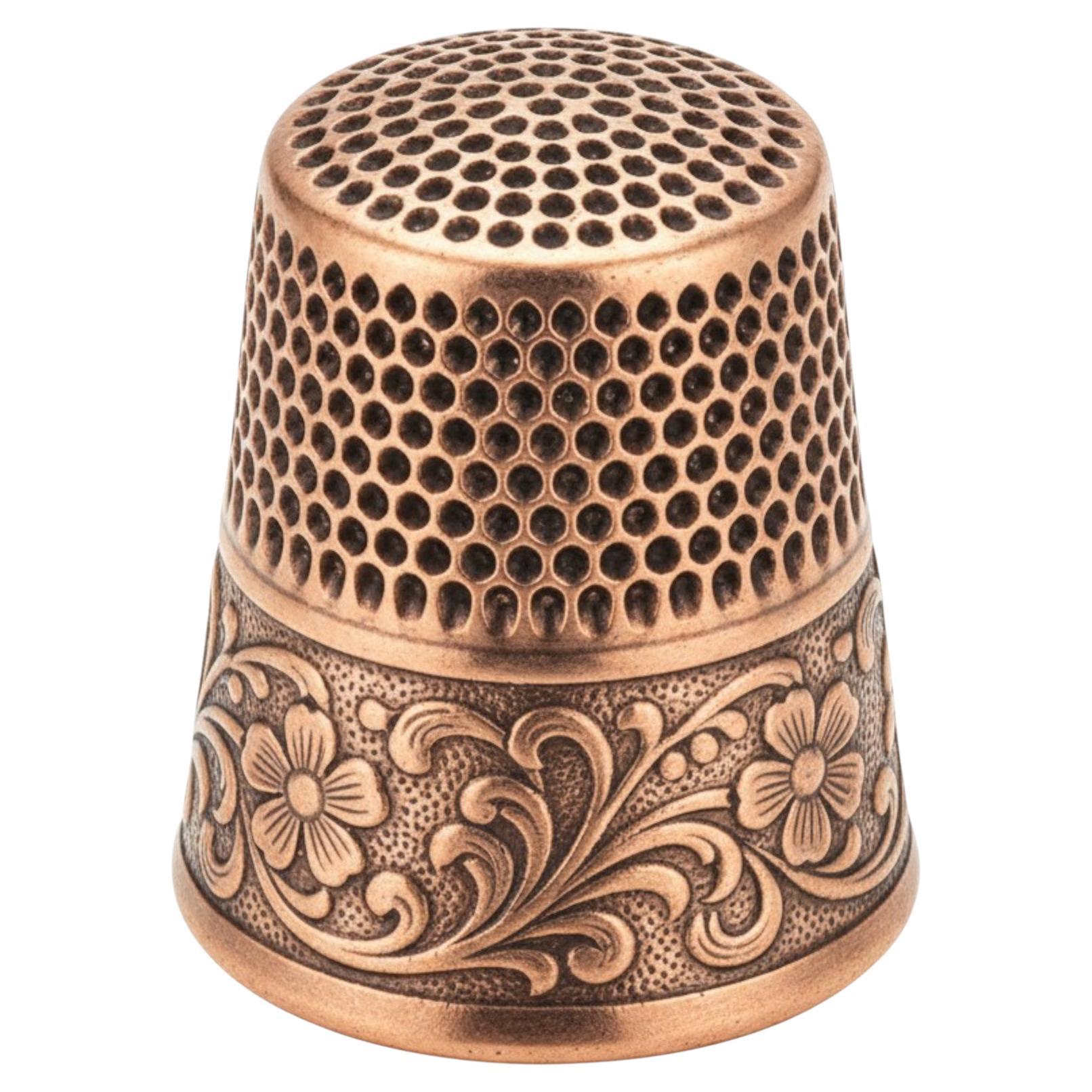 A Rare Antique 14K Yellow Gold Thimble with Intricate Engraving For Sale