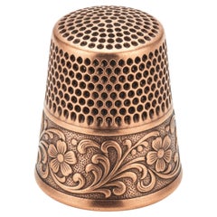 A Rare Antique 14K Yellow Gold Thimble with Intricate Engraving