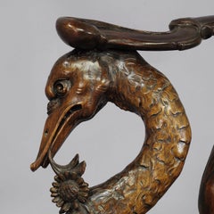 Rare Antique Carved Wood Dressing Chair with Swan, circa 1880