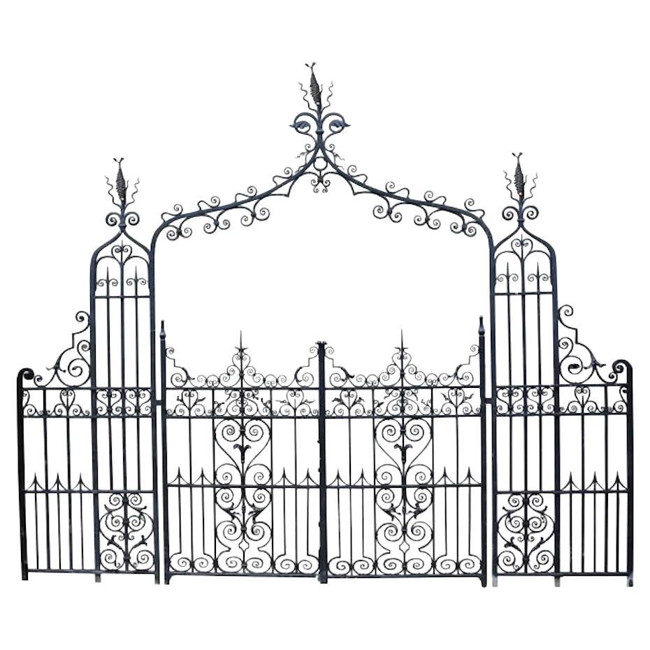 Rare Antique English Wrought Iron Gate with Overthrow