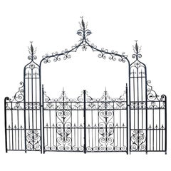 Rare Antique English Wrought Iron Gate with Overthrow