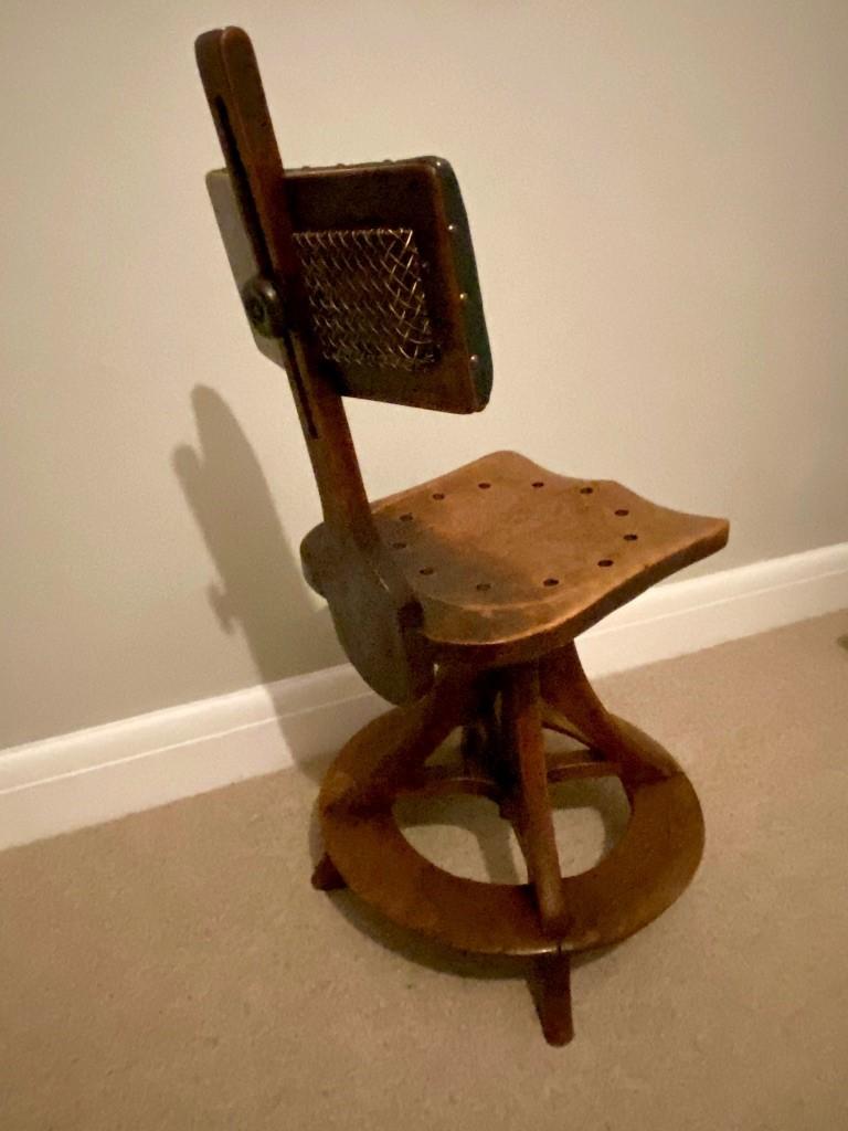 vintage wood swivel chair