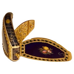A Rare Antique Swiss Gold & Enamel Jewelled Vinaigrette Box Late 18th C