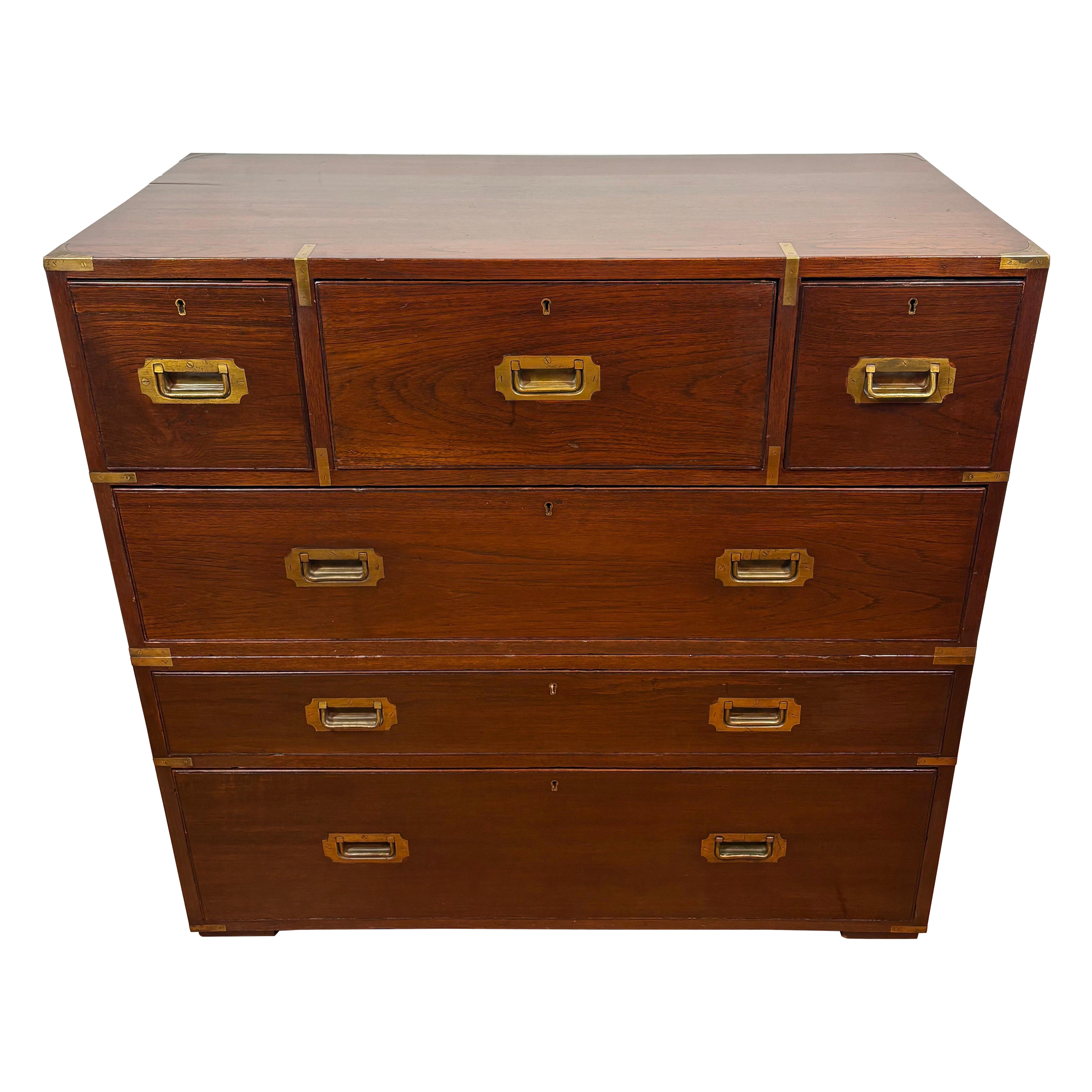 A rare Army & Navy C.S.L Mahogany Campaign Chest with secretaire, circa 1880