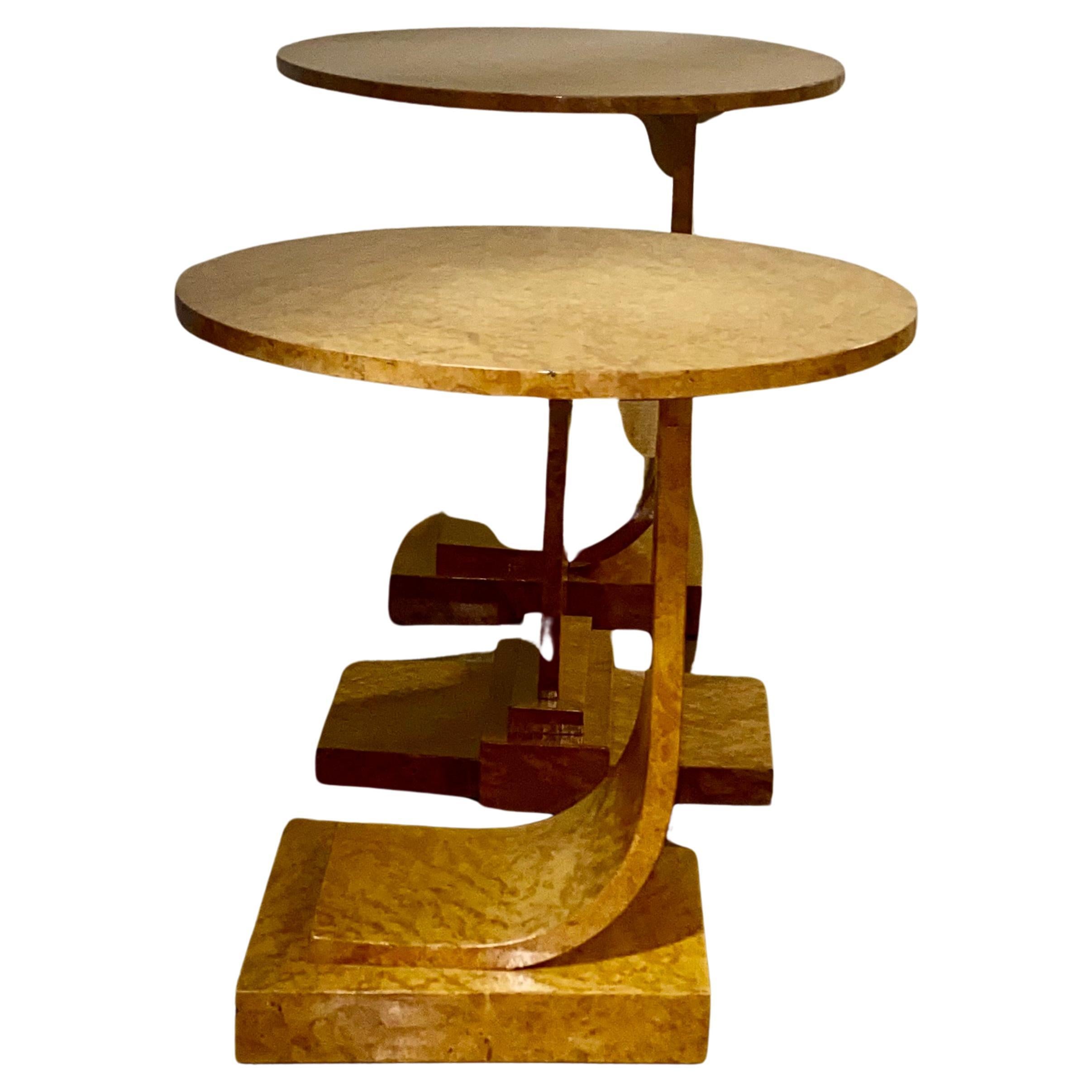 A Rare Art Deco Blonde Birds Eye Maple J Nest of Tables by Epstein Circa 1930 For Sale 5