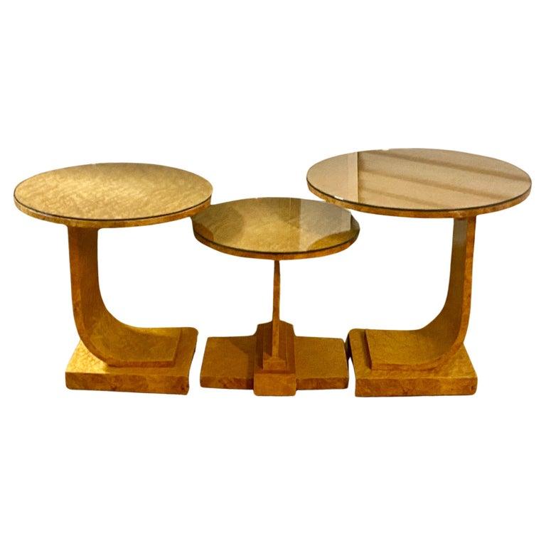 A Rare Art Deco Blonde Birds Eye Maple J Nest of Tables by Epstein Circa 1930 For Sale 13