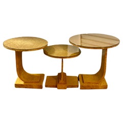 A Rare Art Deco Blonde Birds Eye Maple J Nest of Tables by Epstein Circa 1930