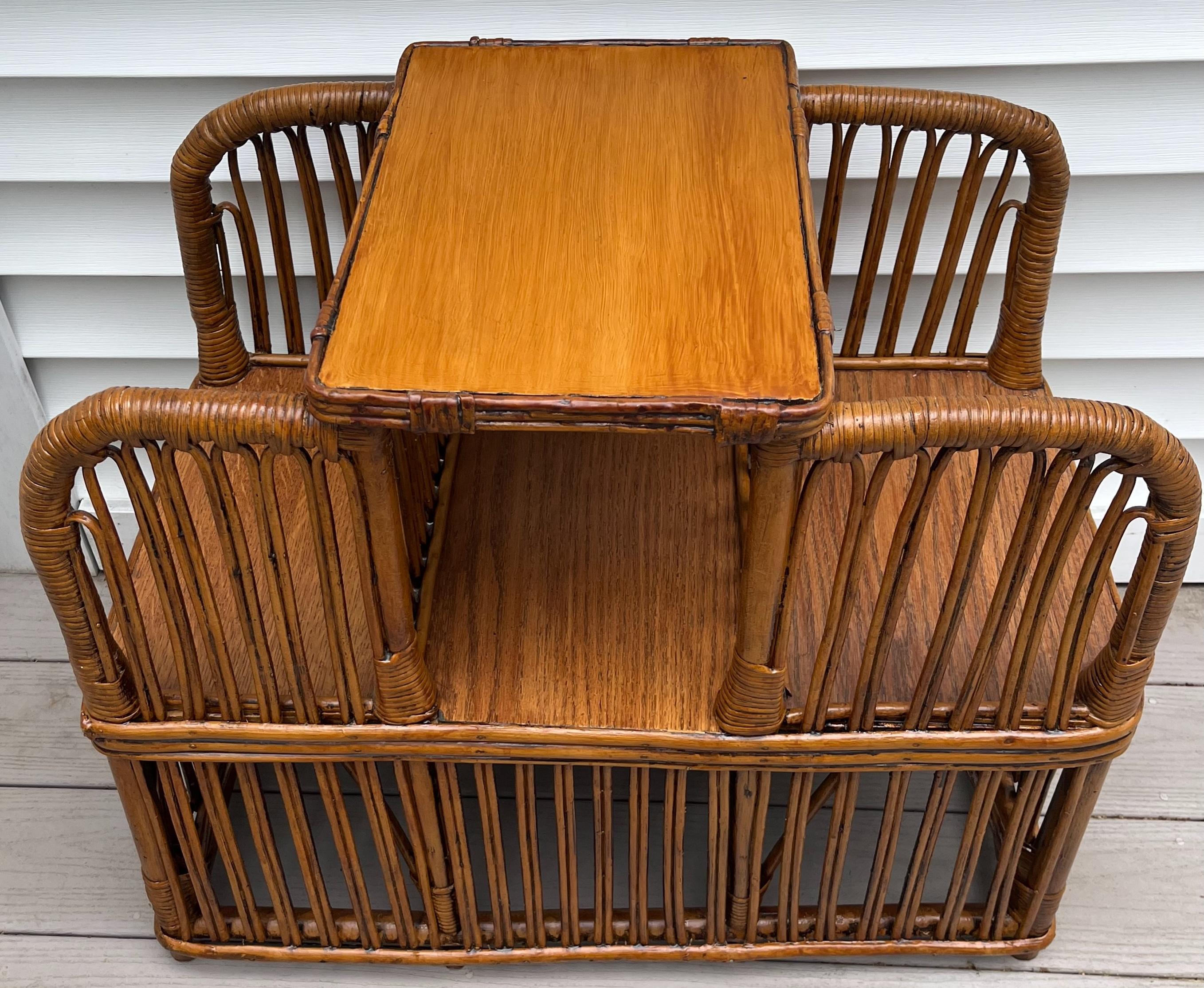 Début du 20ème siècle Une rareté Art déco  Lampe en rotin - Table d'appoint pour bibliothèque en vente