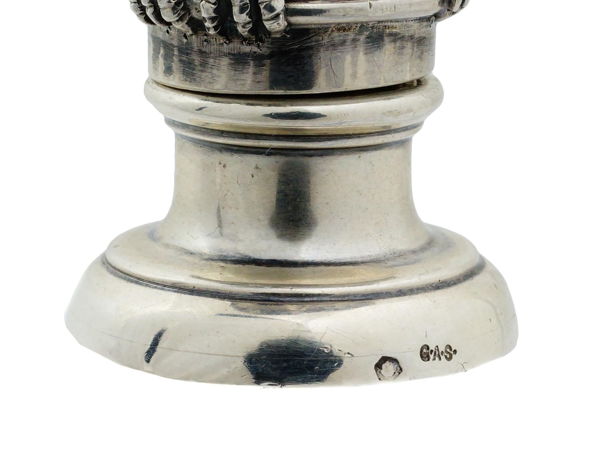 A Rare Austrian Art Nouveau Silver and Enamel Owl Seal by Georg Adam Scheid For Sale 1