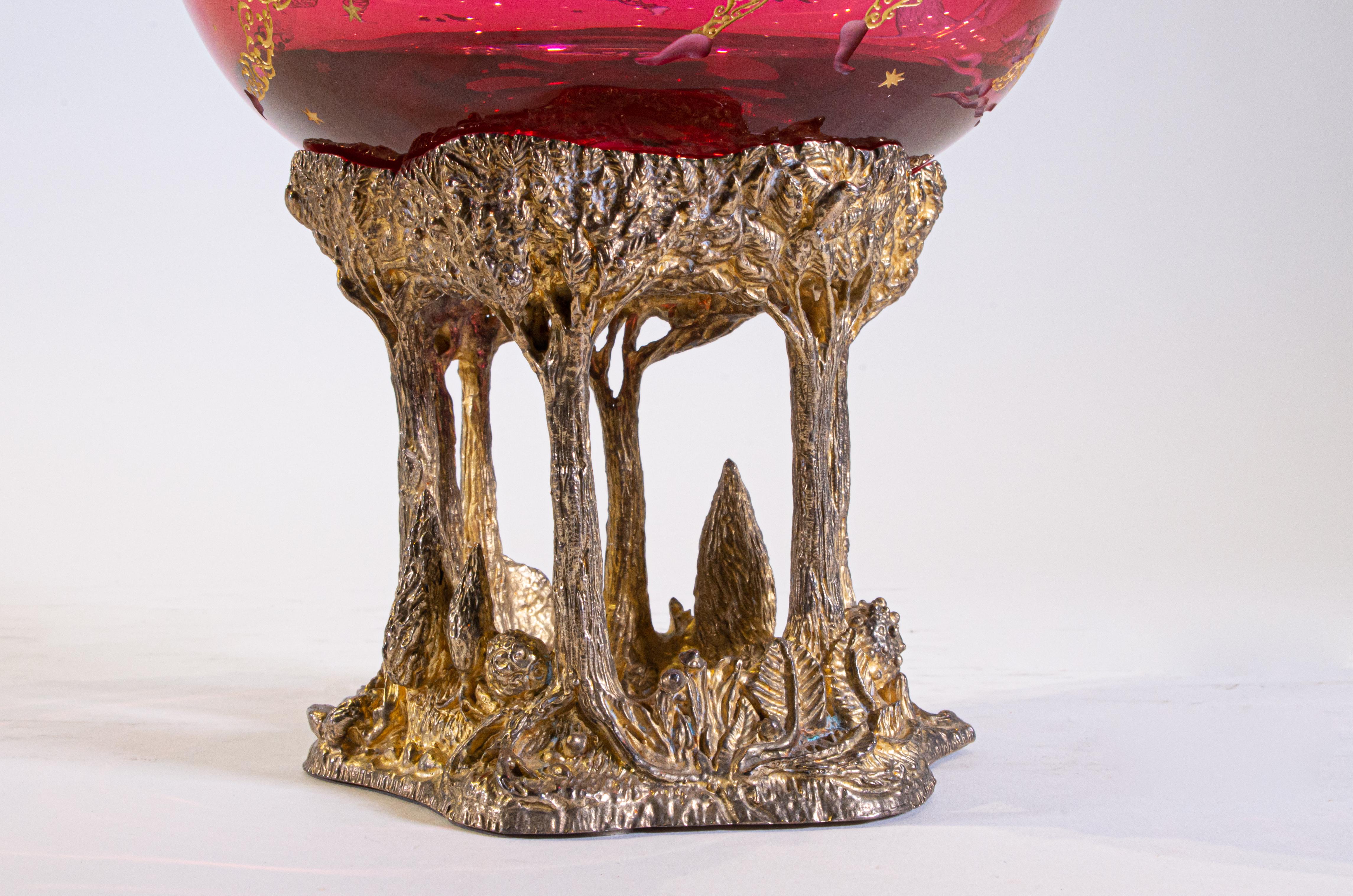 Rare Baccarat & Jean Boggio ''Masquerade'' Crystal and Gilt Bronze Centerpiece For Sale 6