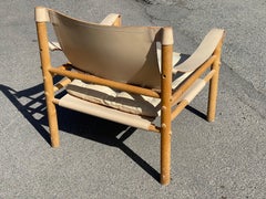 Rare Beige Leather Arne Norell Easy Chair Model Sirocco, 1970s