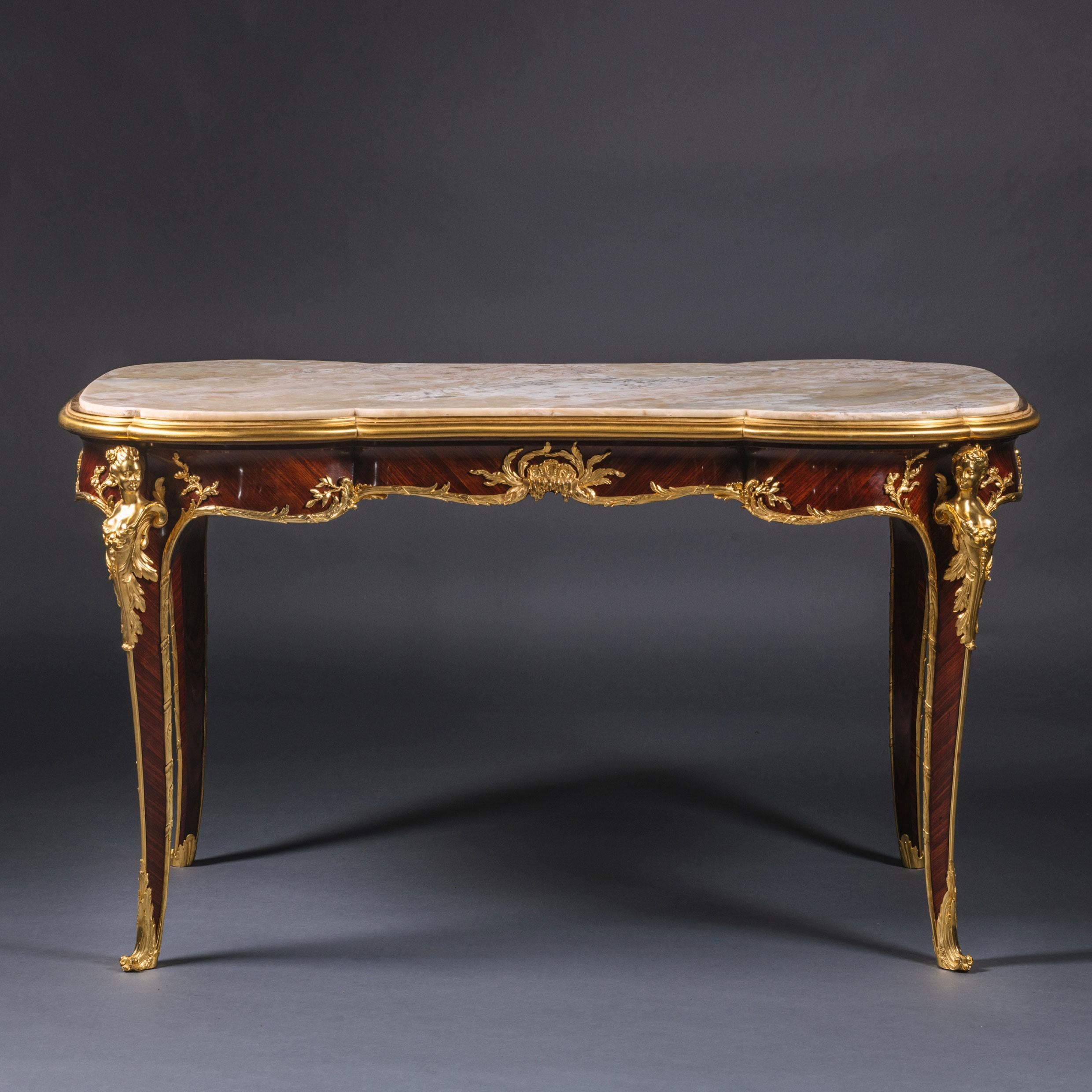 A Rare Belle Epoque Parquetry Inlaid Centre Table, By François Linke For Sale 3