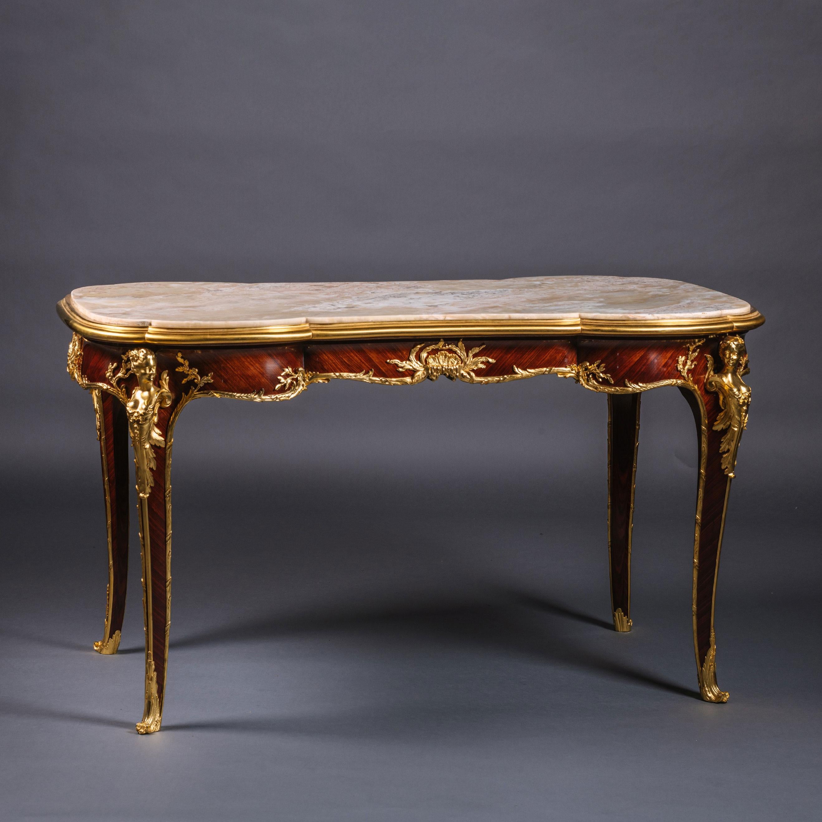 A Rare Belle Epoque Parquetry Inlaid Centre Table, By François Linke For Sale 4