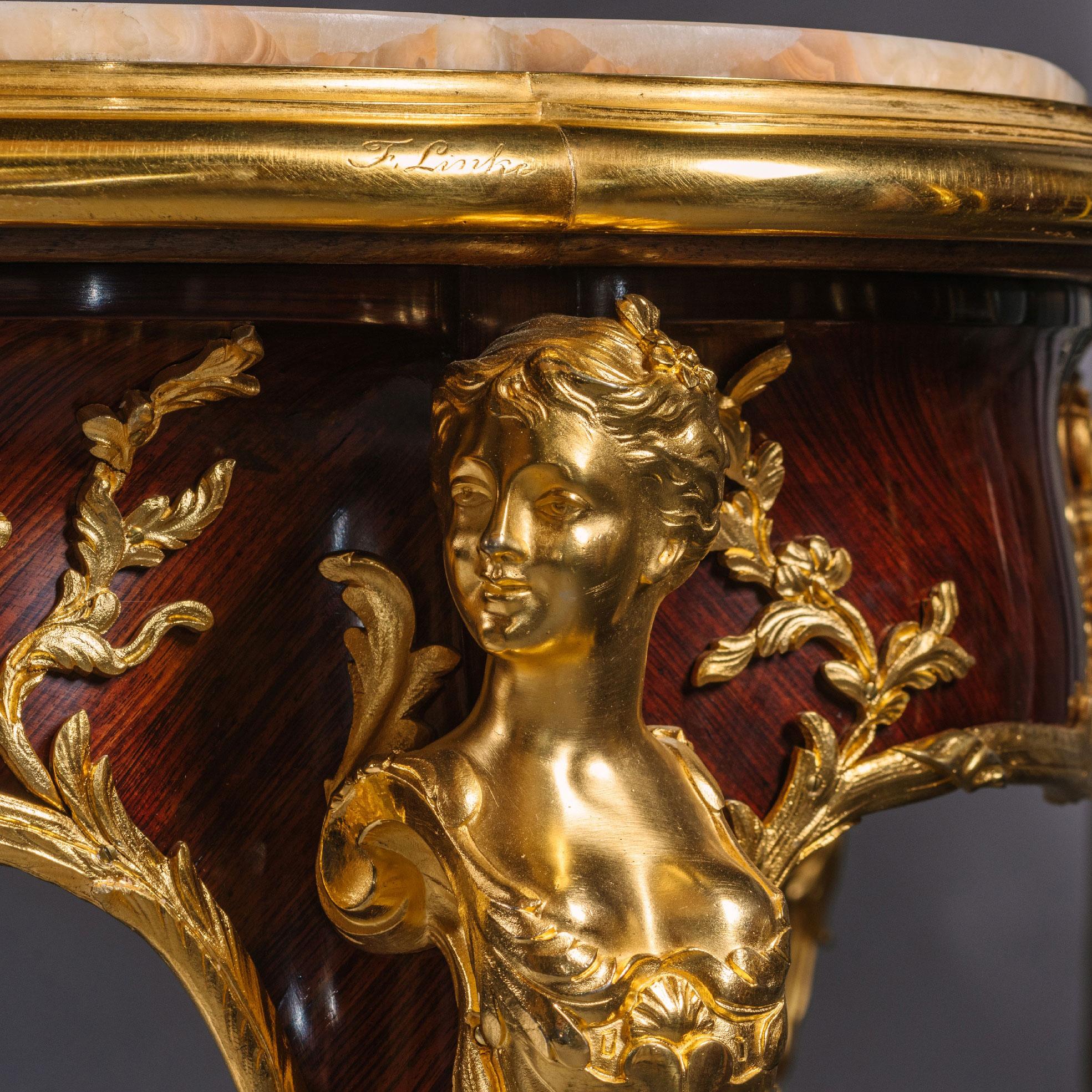 French A Rare Belle Epoque Parquetry Inlaid Centre Table, By François Linke For Sale