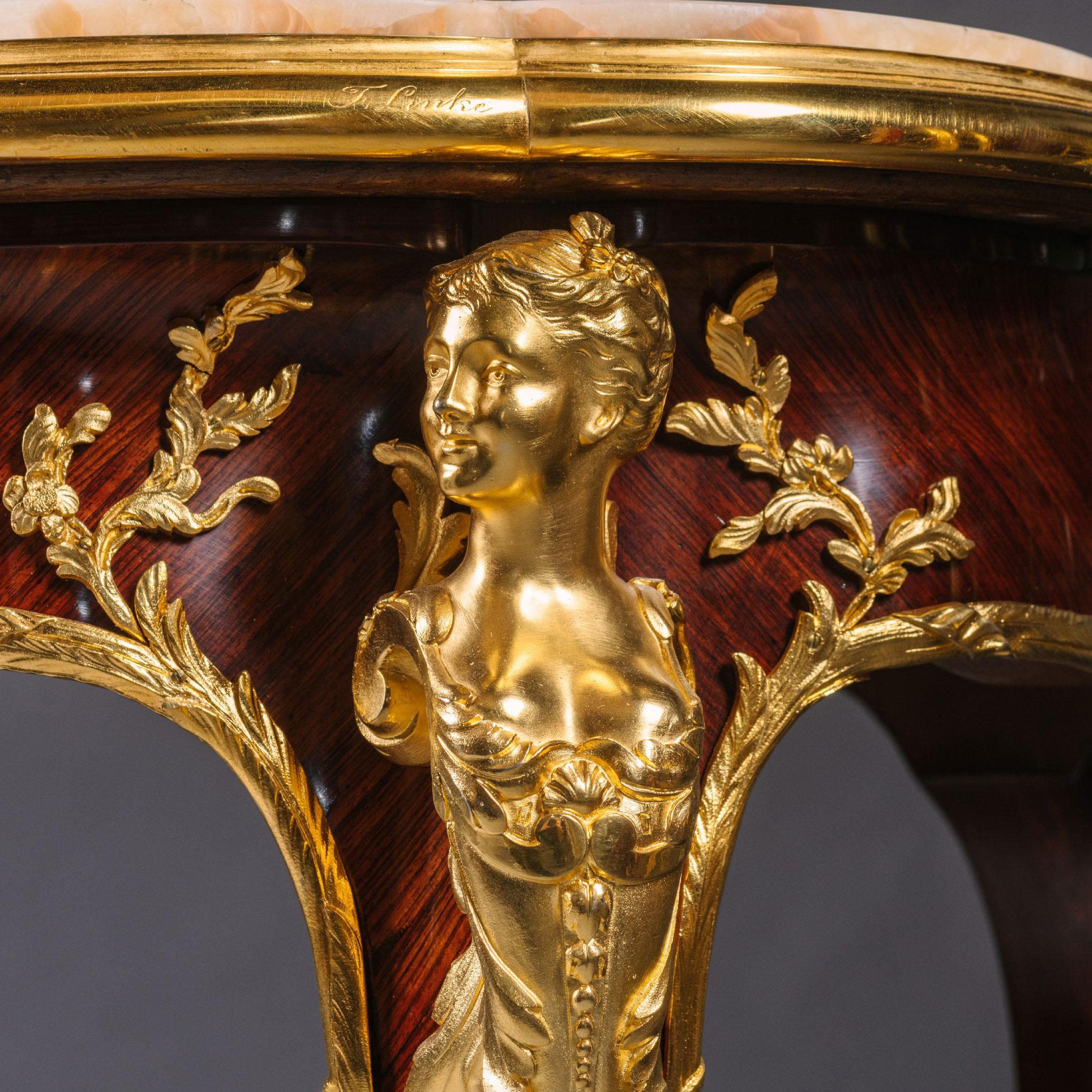 19th Century A Rare Belle Epoque Parquetry Inlaid Centre Table, By François Linke For Sale