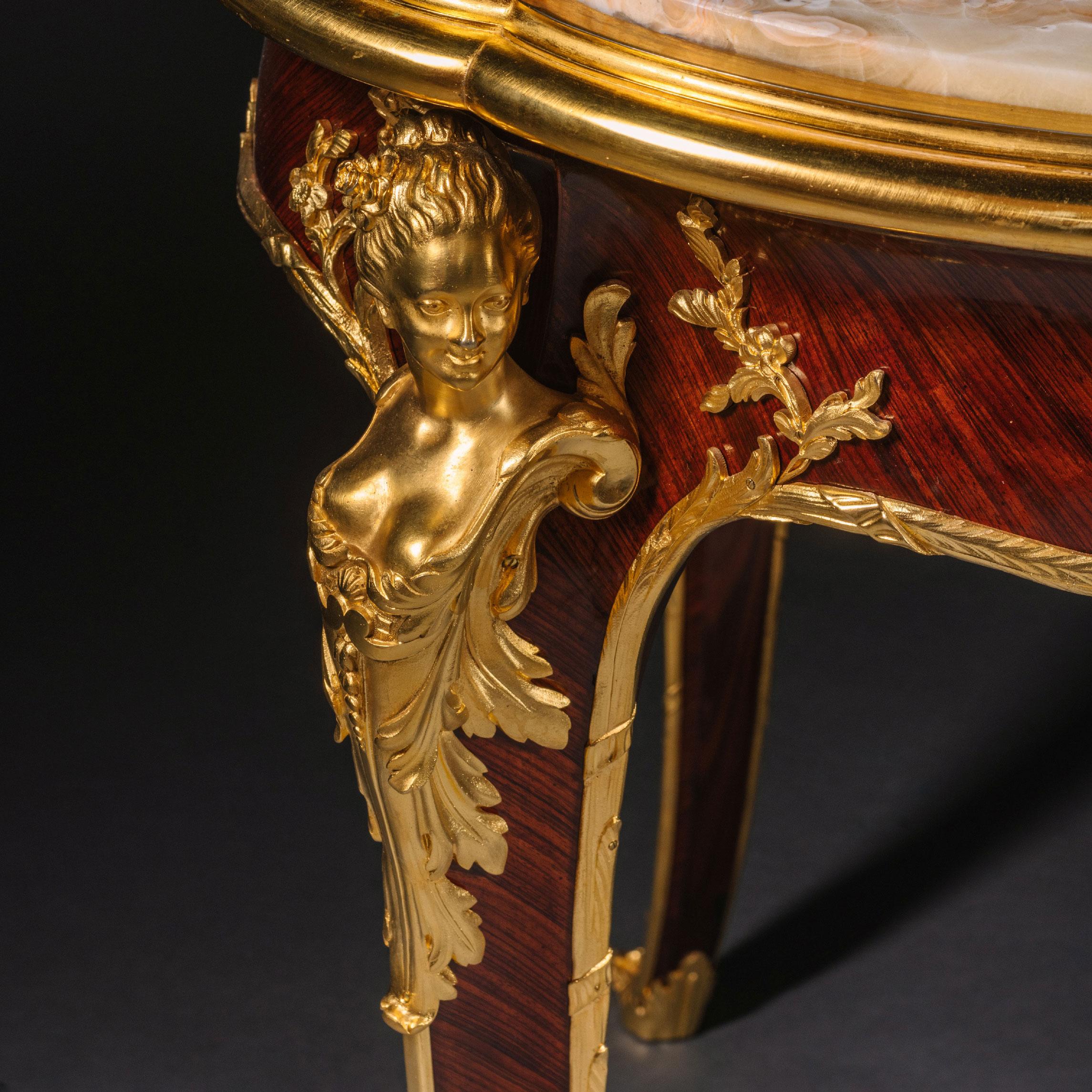 Seltener Belle-Epoque-Tisch mit Intarsien, von François Linke (Holz) im Angebot