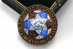 A Rare Bezalel Silver, Enamel, and Filigree Brooch, Israel, 1950s
