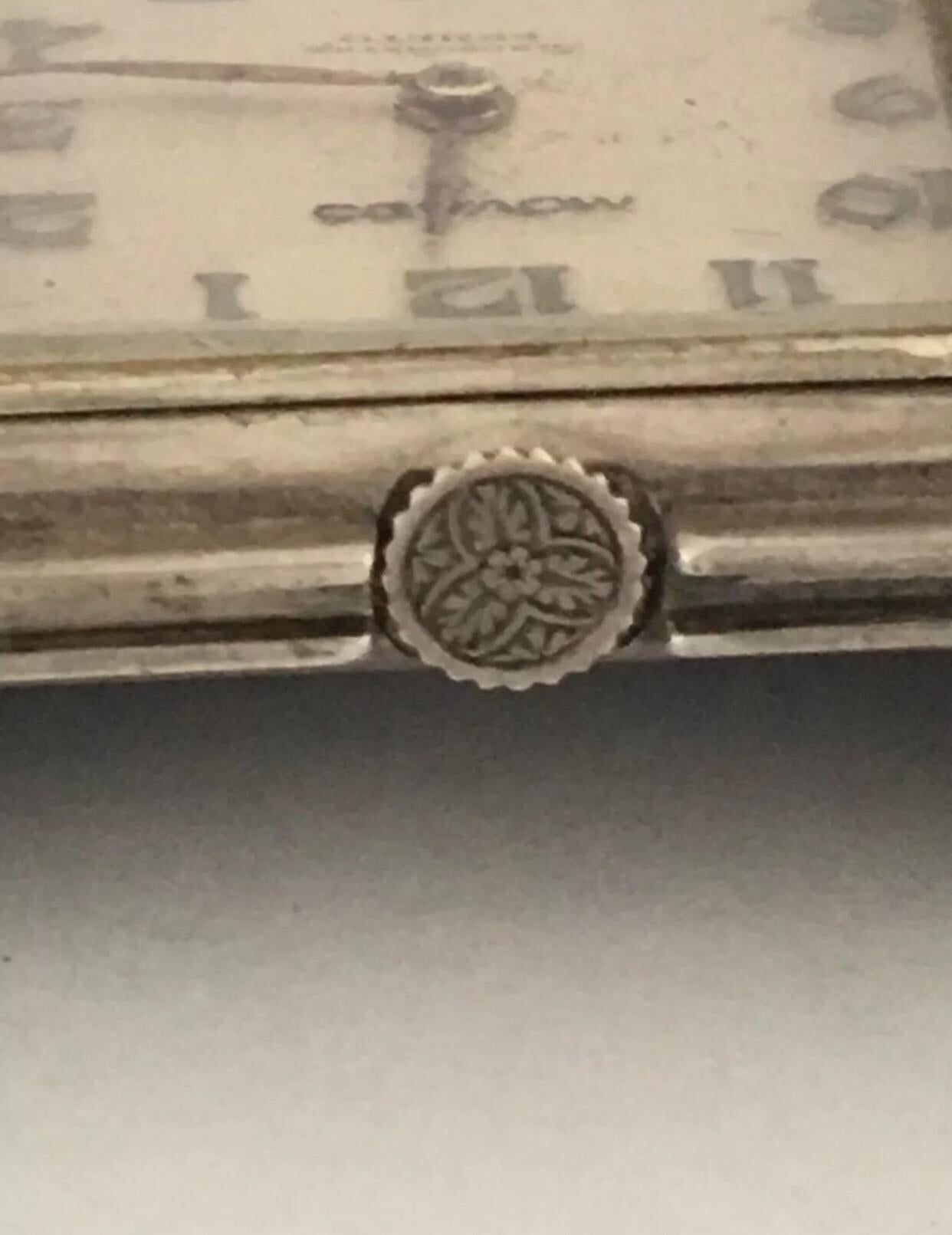Rare Black Enamel and Silver Cased Movado Chronometre Ermeto Travel Clock For Sale 1