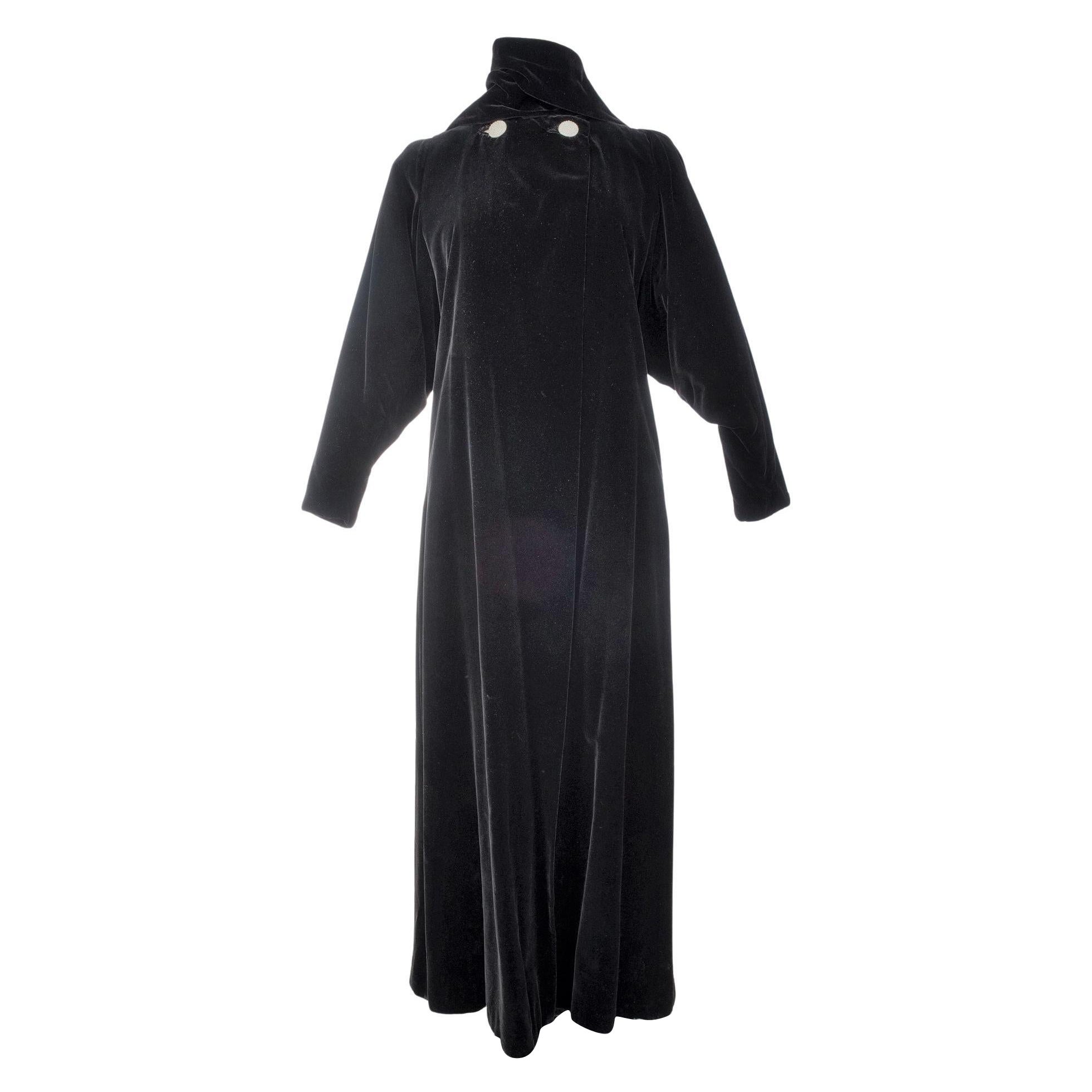 A Rare Black Silk Velvet Evening Coat by Lucien Lelong Circa 1937