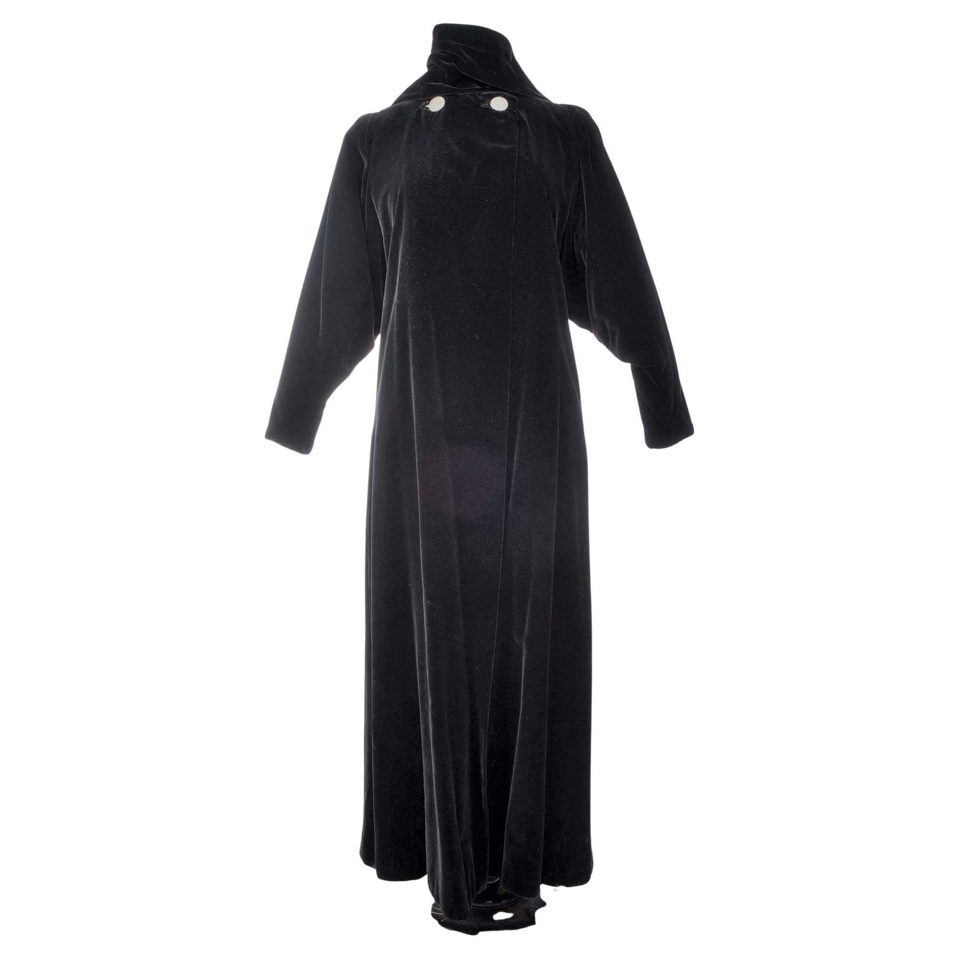 A Rare Black Silk Velvet Evening Coat by Lucien Lelong Circa 1937 For Sale