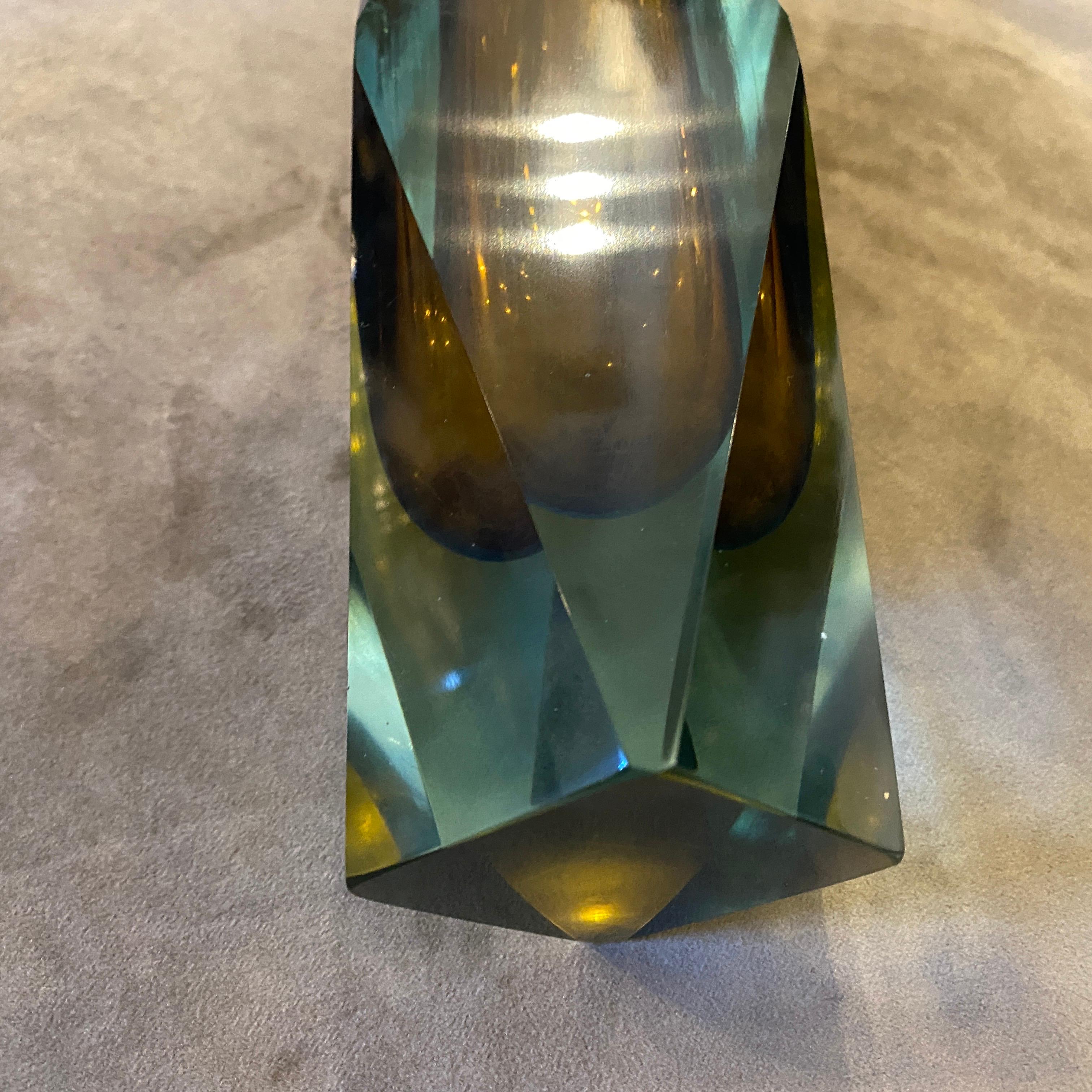 Rare Blue and Brown Faceted Sommerso Murano Glass by Seguso, circa 1970 In Good Condition In Aci Castello, IT