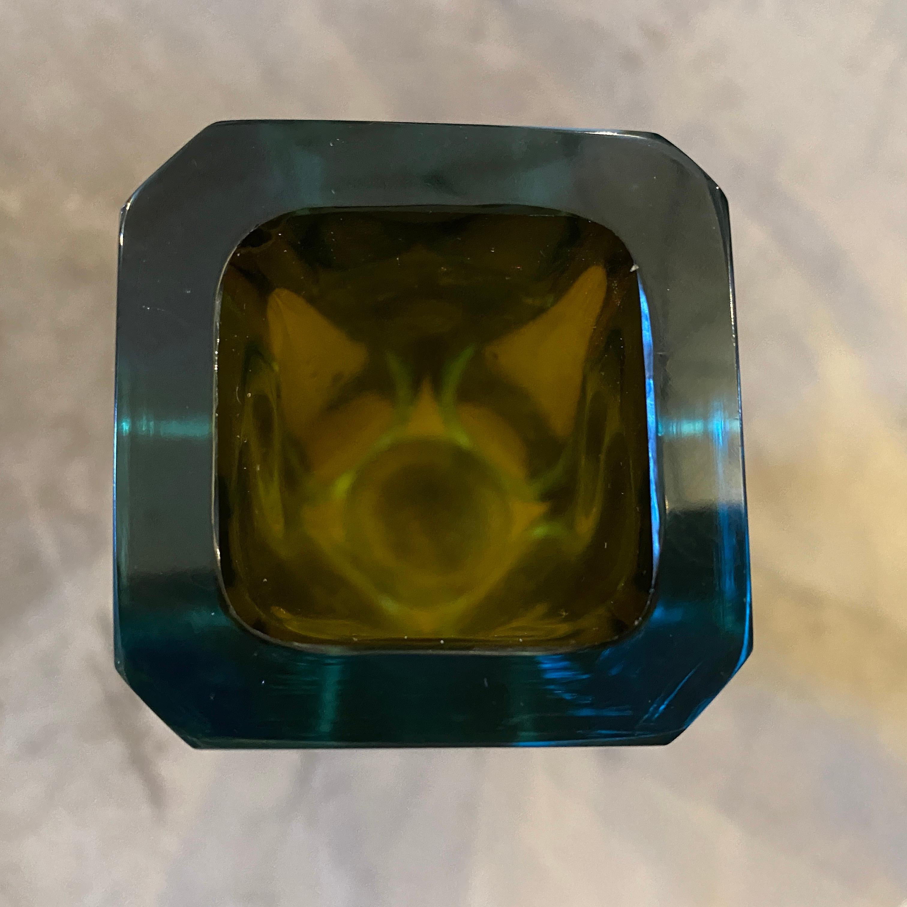 Rare Blue and Brown Faceted Sommerso Murano Glass by Seguso, circa 1970 2