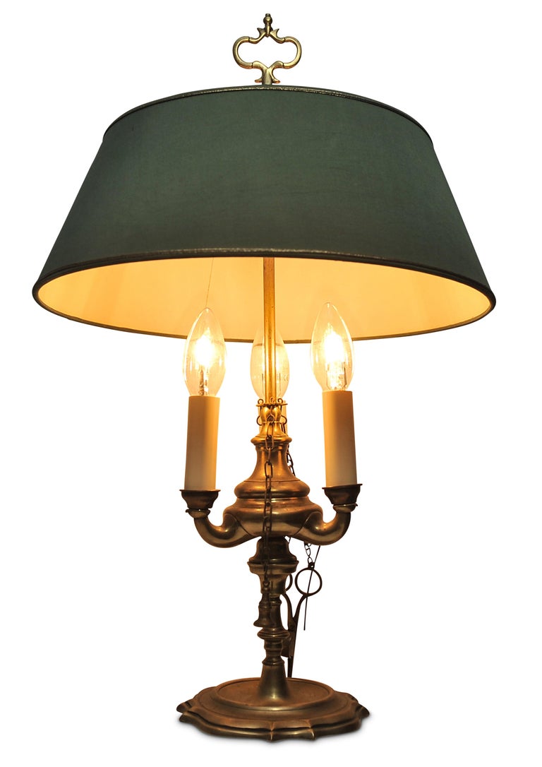 Lampe De Table Bouillotte En Laiton – Abat-jour Assorti – Style Rétro