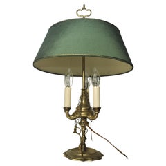 A Rare Brass Bouillotte Triple Branch Table Lamp With Height Adjustable Shade
