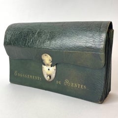 A rare Briefcase in leather for "Engagements de Rentes", Paris 19th Century