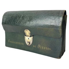 A rare Briefcase in leather for "Engagements de Rentes", Paris 19th Century