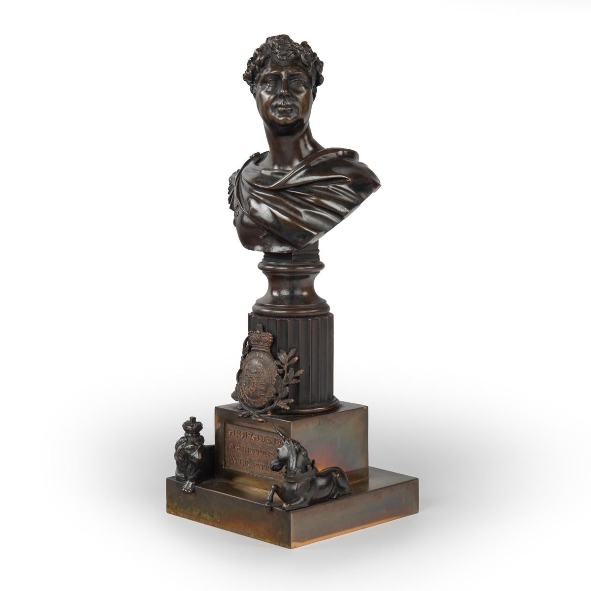 Raro busto in bronzo di Re Giorgio IV, venduto da Rundell, Bridge & Rundell c.C. 1821

Letteratura

 I busti in bronzo di questo modello sono discussi da Christophe Hartop in Royal Goldsmiths: The Art of Rundell, Bridge & Rundell 1797-1843 p.90,