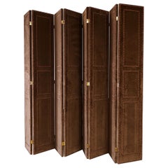 A Rare Brown Velvet Eight-Fold Screen