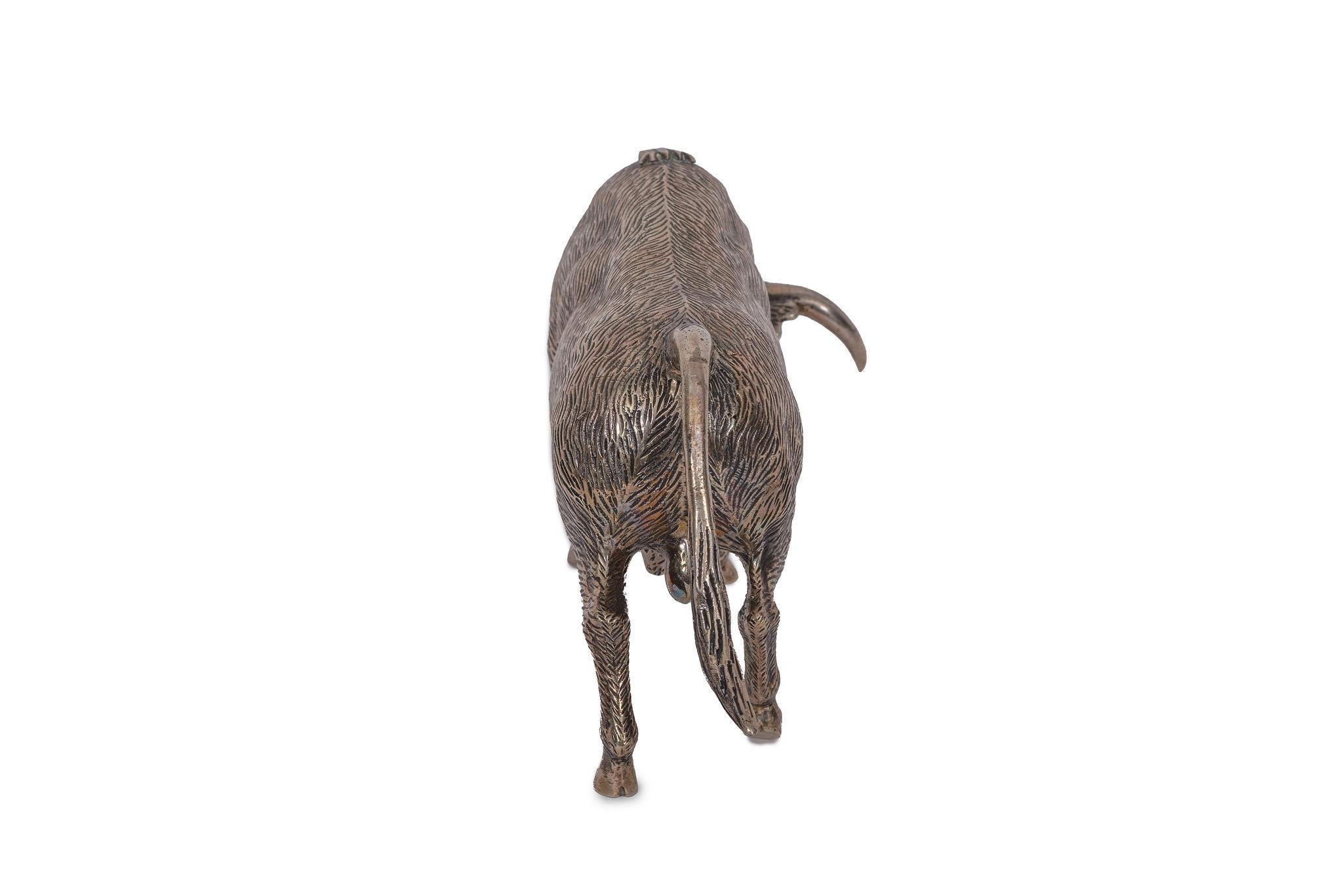 A Rare Buccellati Italy Sterling Silver Model of a Bull In Good Condition For Sale In Queens, NY