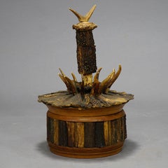 Rare Cabin Decor Antler Humidor, circa 1890-1900