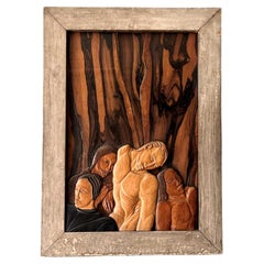 A Rare Carved Wood Plaque By Phyllis 'Pog' Yglesias Circa. 1925