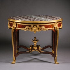 Rare Centre Table with a Campan Rubané Marble Top by François Linke