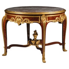 Rare Centre Table with a Campan Rubané Marble Top by François Linke