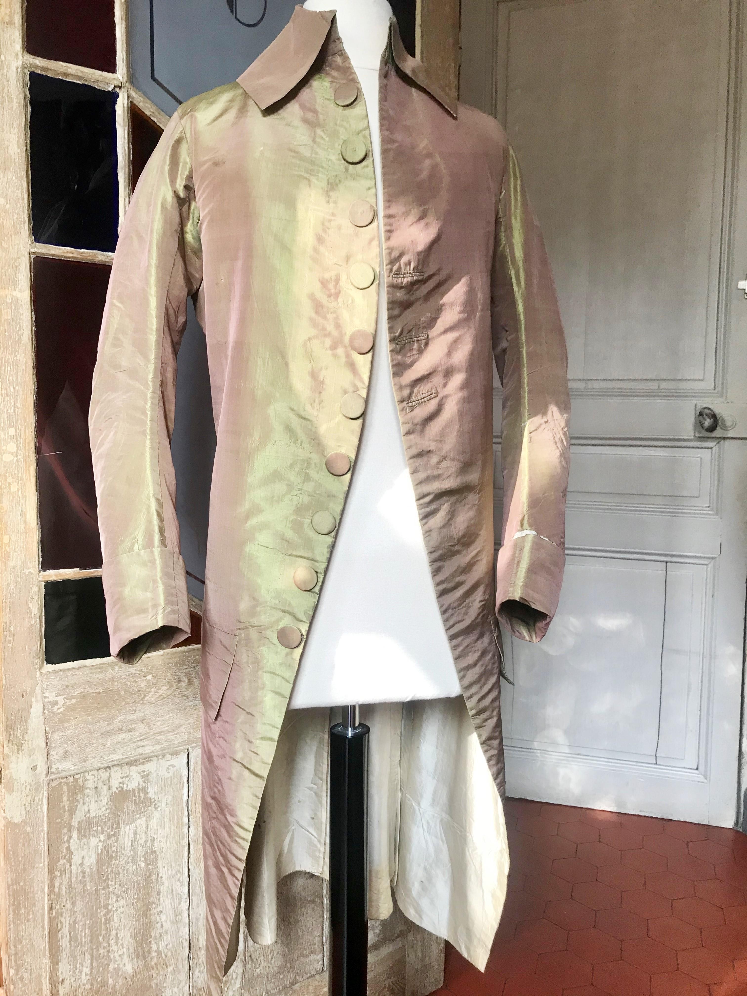 A Rare Changing Taffeta Frock Coat Habit - France Late Louis XVI period C. 1790 6