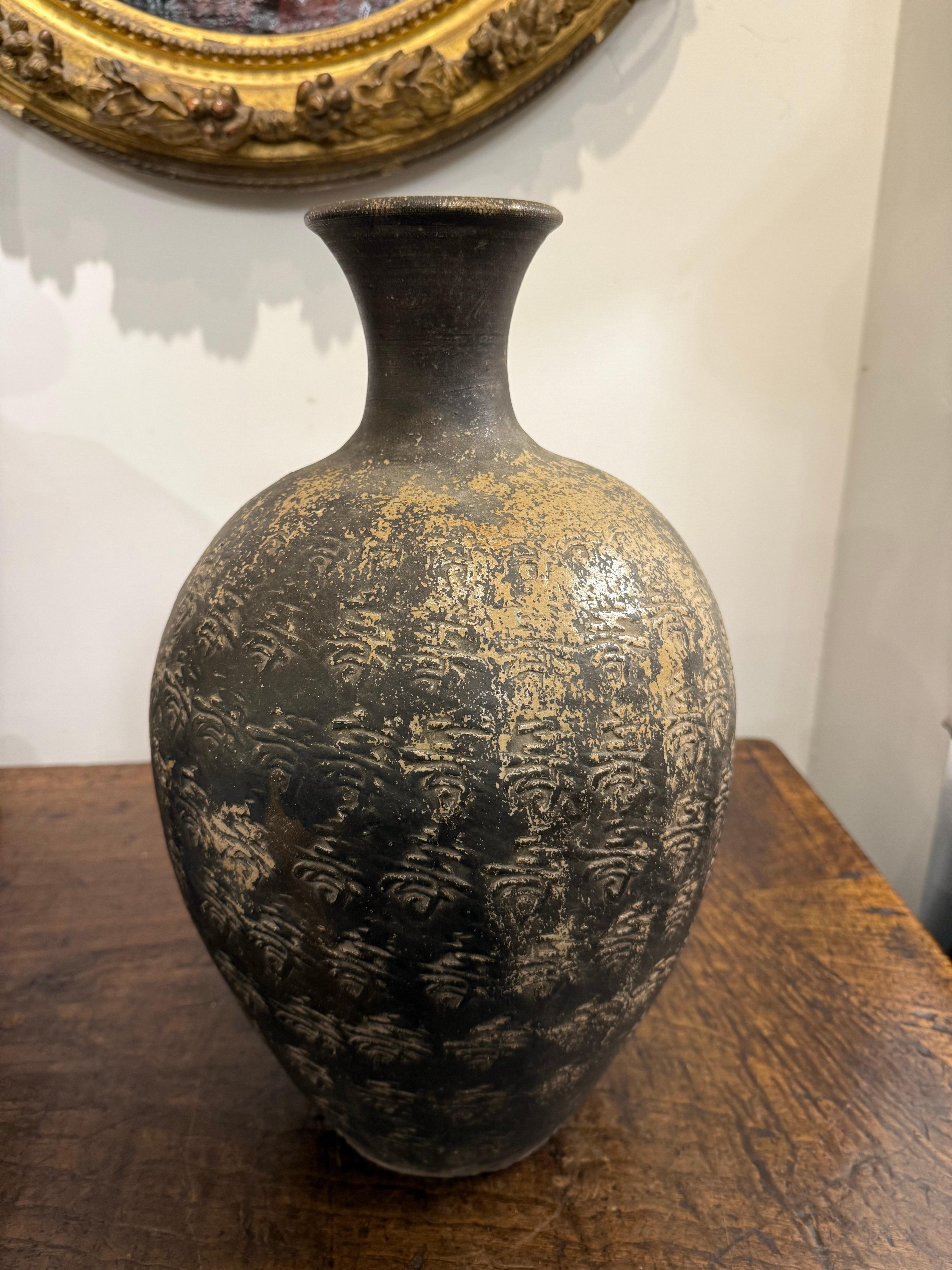 Raro vaso cinese a collo stretto smaltato nero, XX secolo in vendita 4