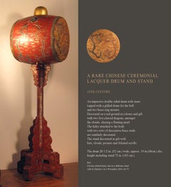 Rare 6 ft. Tall Chinese Ceremonial Lacquer Drum and Stand, 19th Century