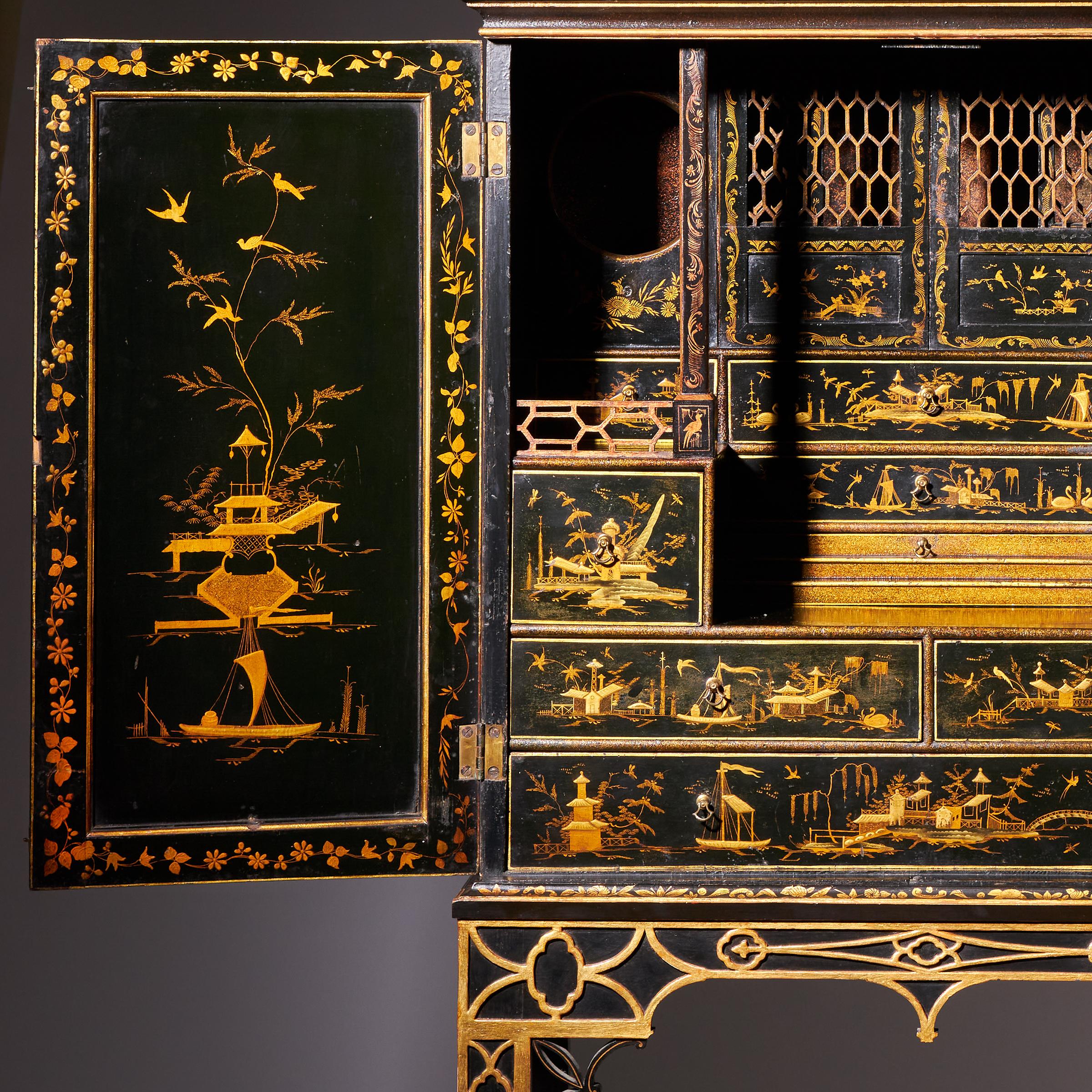 A Rare Chinese Chippendale George III cabinet on stand, circa 1760. England For Sale 1